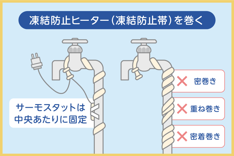 凍結防止ヒーターを巻く