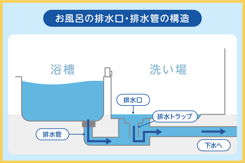 お風呂の排水口・排水管の構造