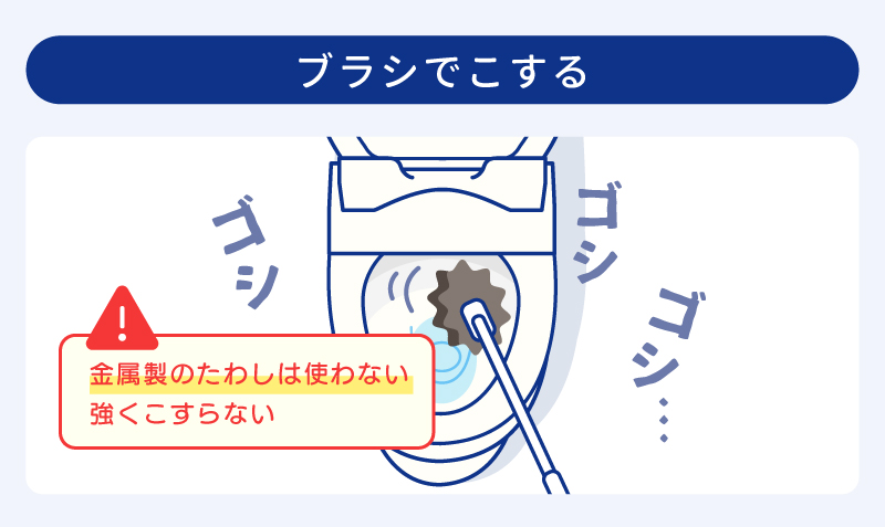 便器をブラシでこする
